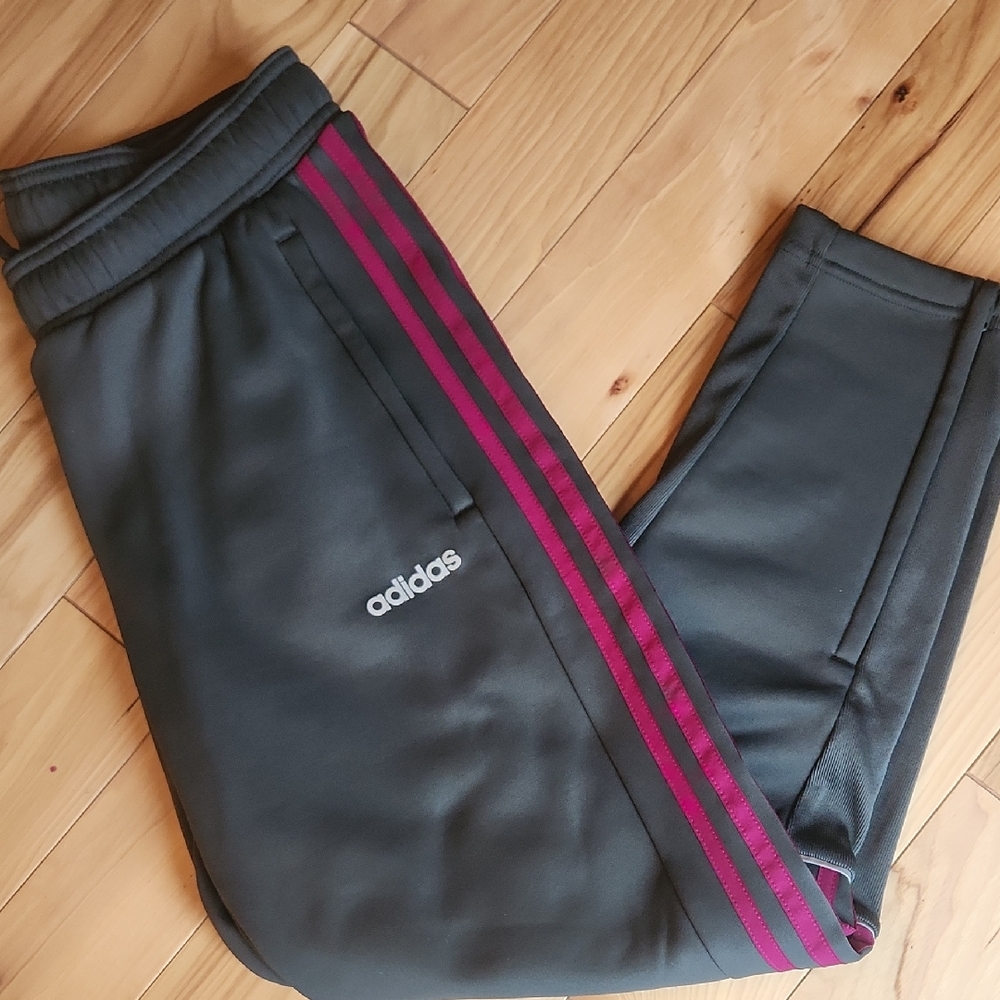 adidas Dark Olive Green Sweatpants with Burgundy Stripes